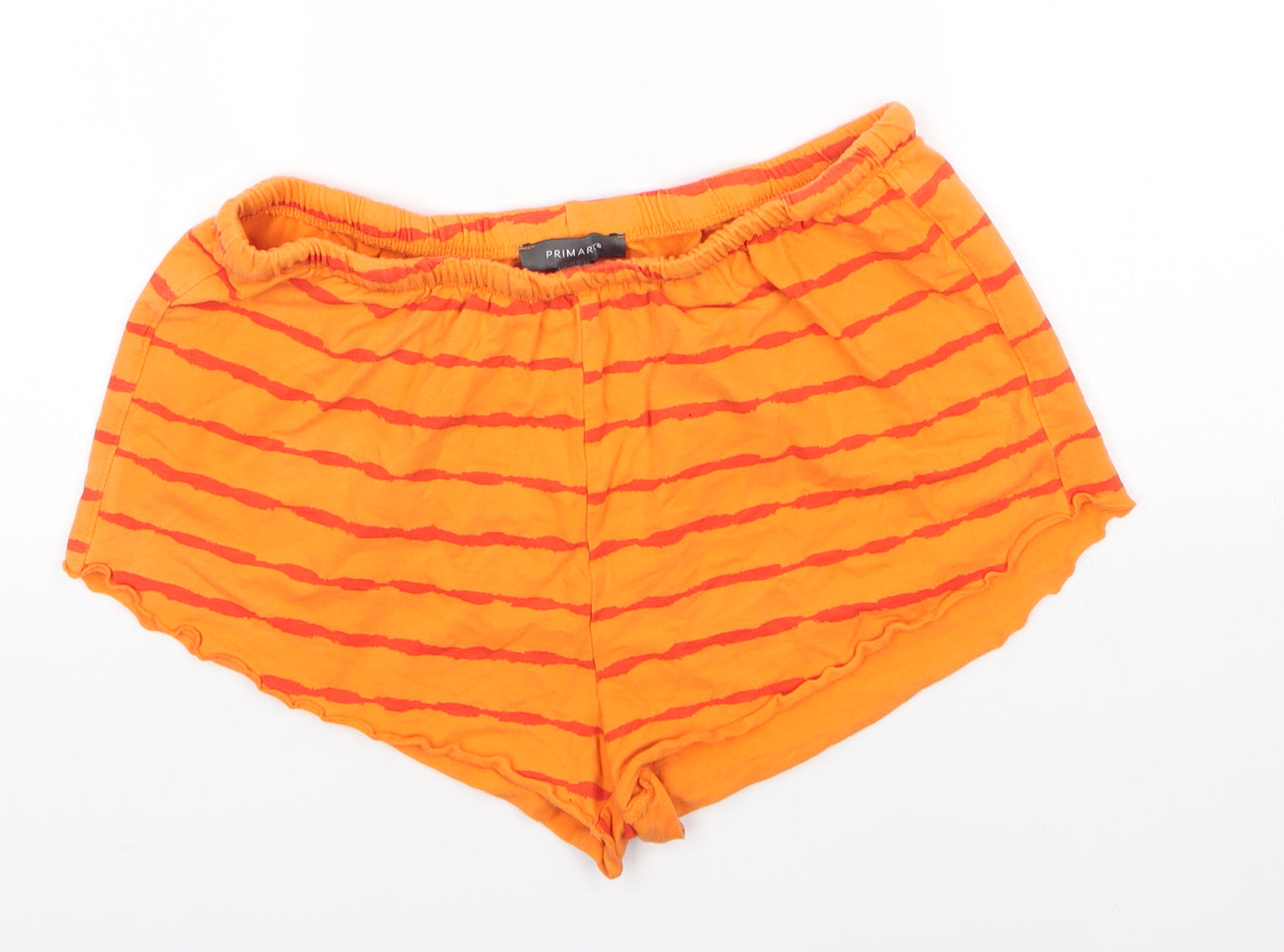 Primark Womens Orange Striped Cotton Sweat Shorts Size M  Regular