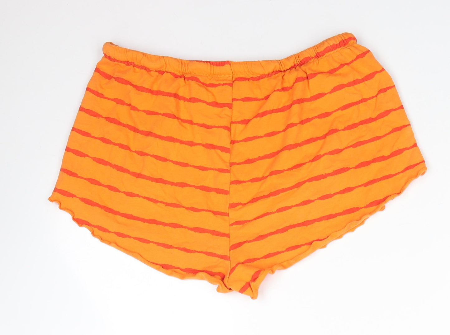 Primark Womens Orange Striped Cotton Sweat Shorts Size M  Regular