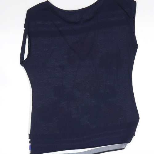 F&F Womens Blue Floral Polyester Basic Blouse Size 10 Round Neck