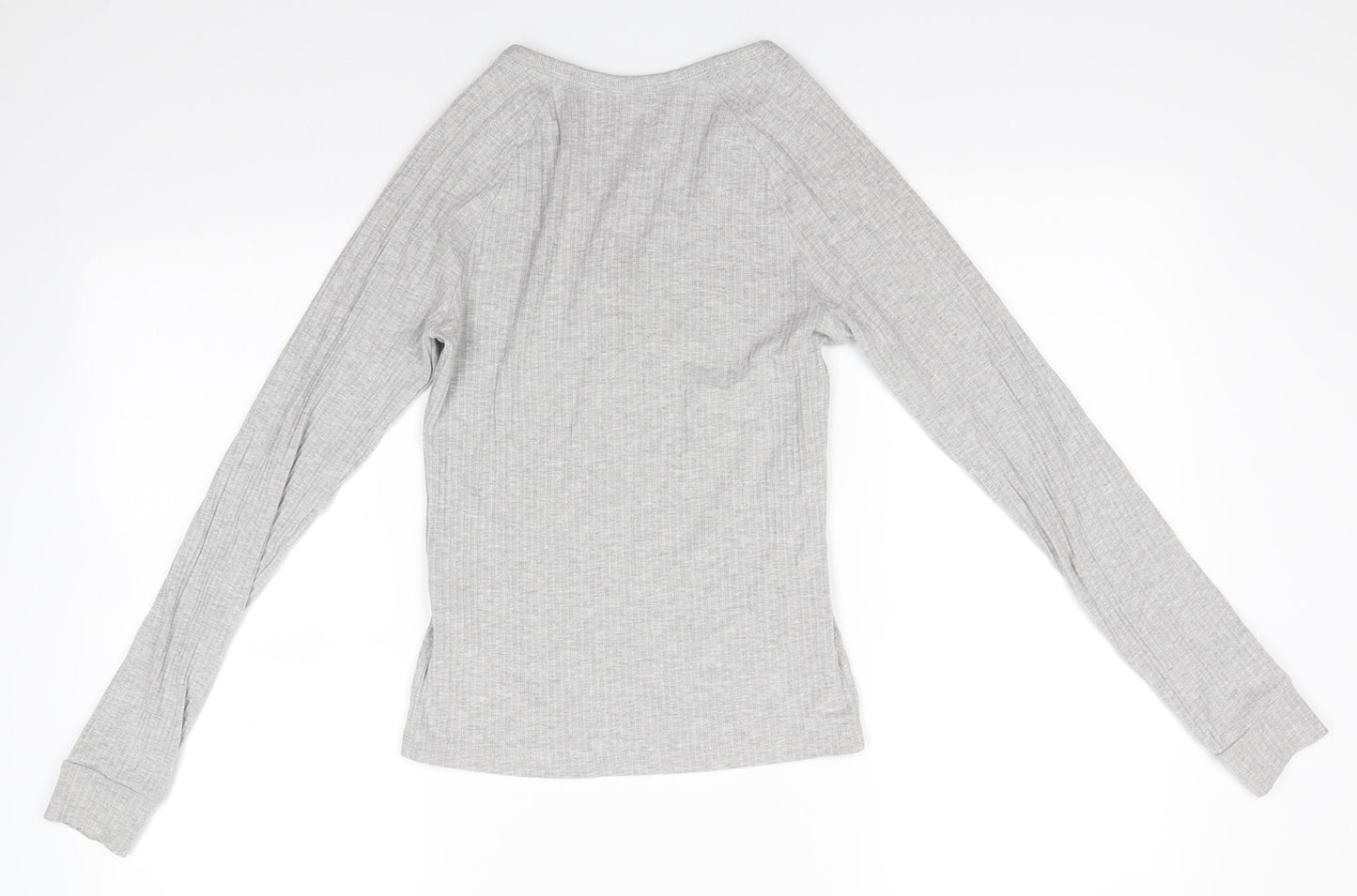 Primark Womens Grey  Cotton Basic Blouse Size 4 V-Neck - Loungewear