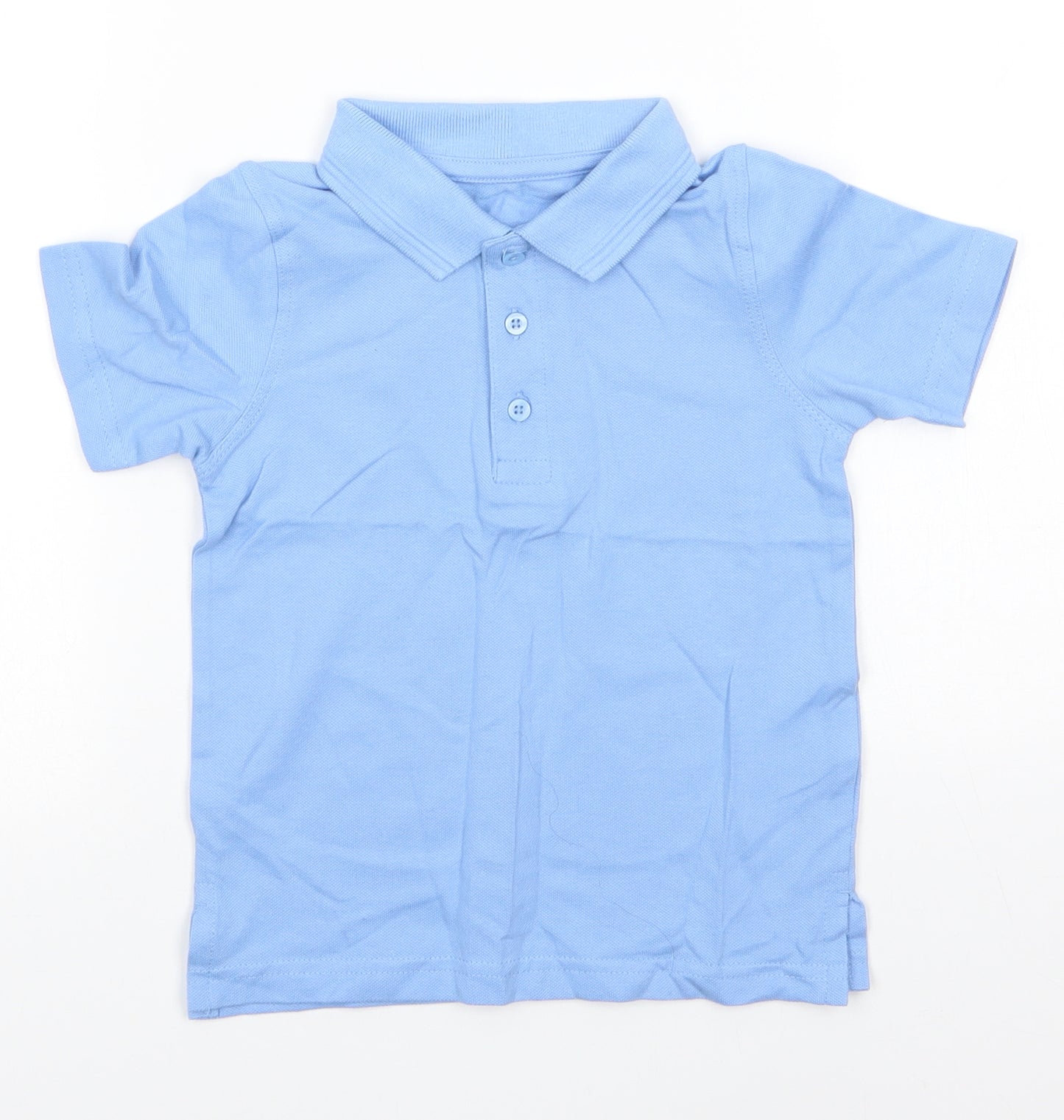 Aldi Boys Blue  100% Cotton Basic Polo Size 3-4 Years Collared