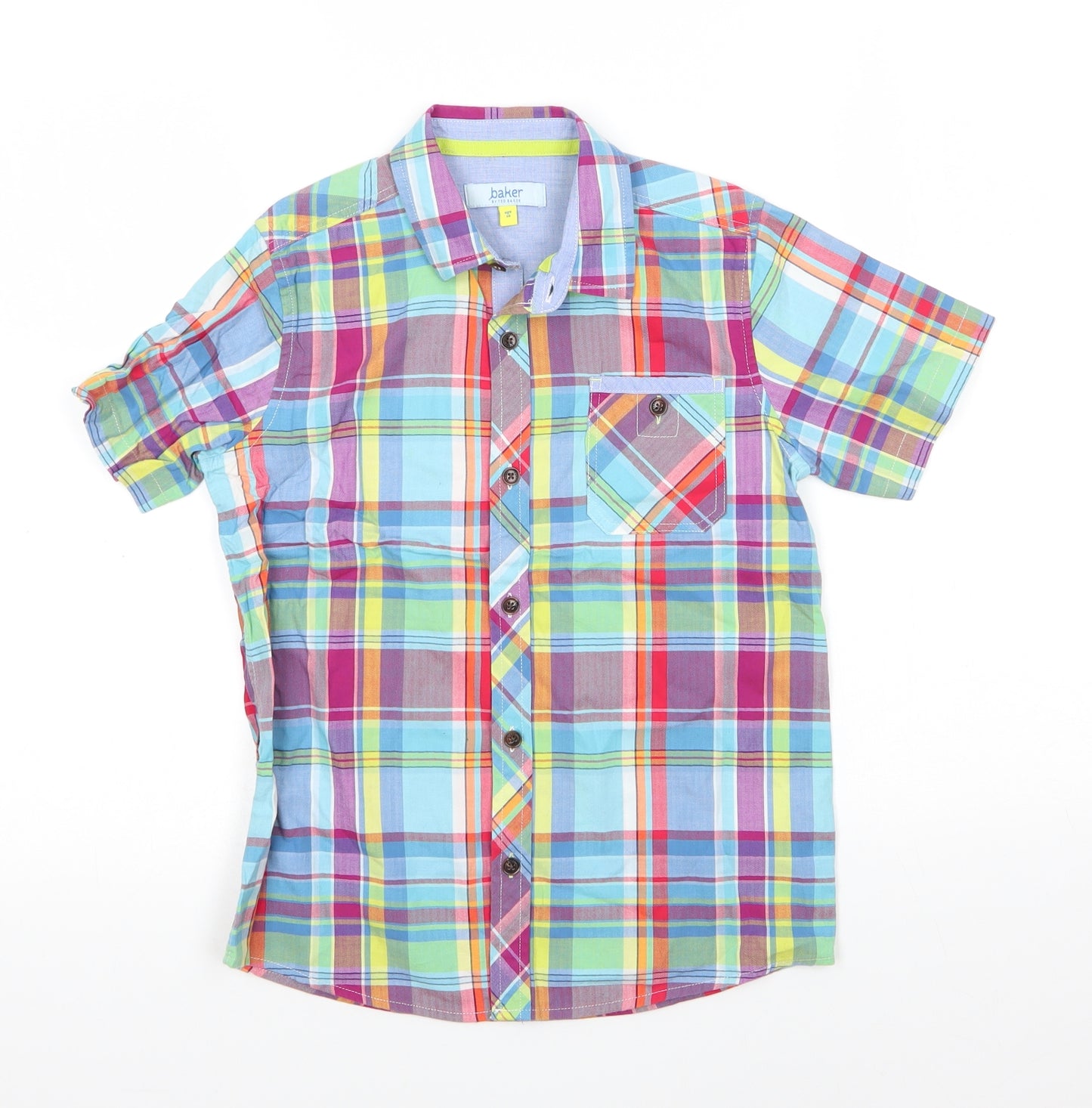 Ted Baker Boys Multicoloured Check 100% Cotton Basic Button-Up Size 10 Years Collared