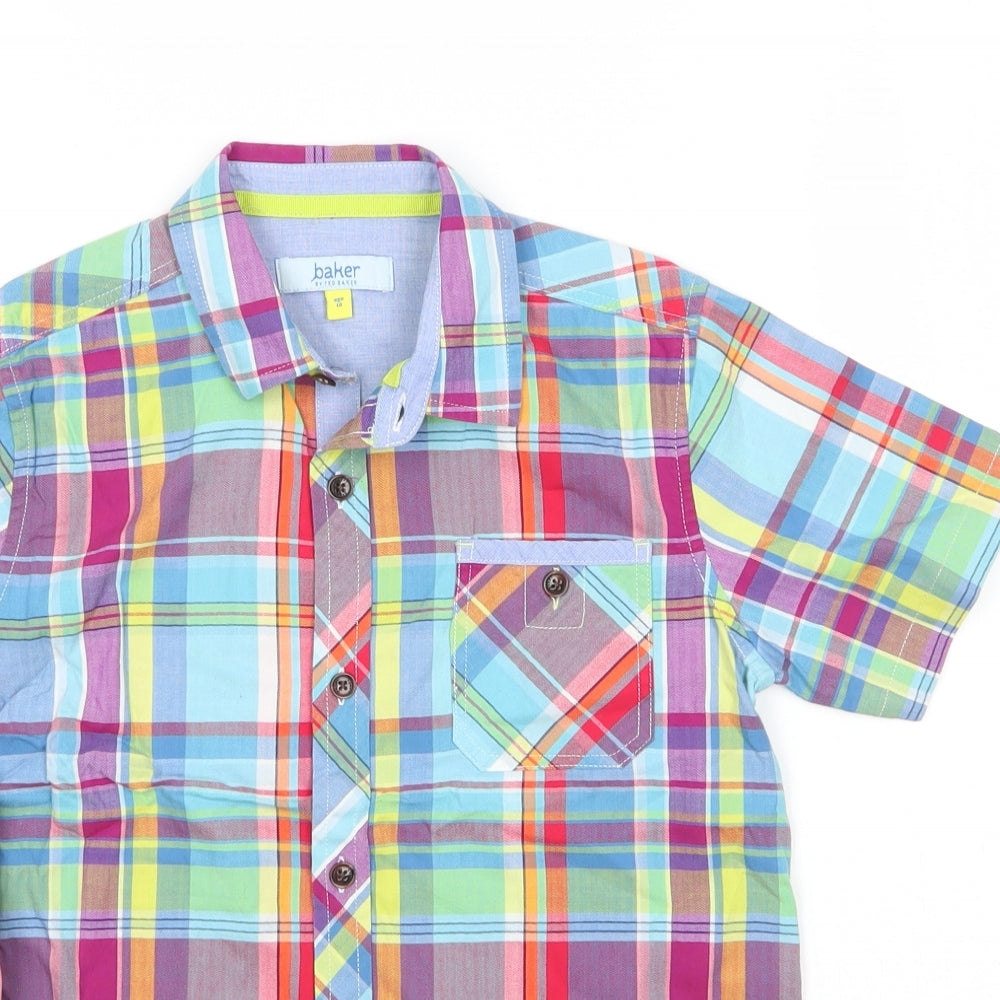 Ted Baker Boys Multicoloured Check 100% Cotton Basic Button-Up Size 10 Years Collared