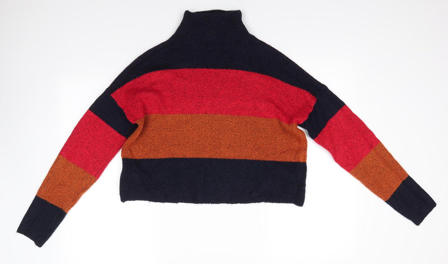 New Look Womens Multicoloured High Neck Striped Acrylic Pullover Jumper Size S