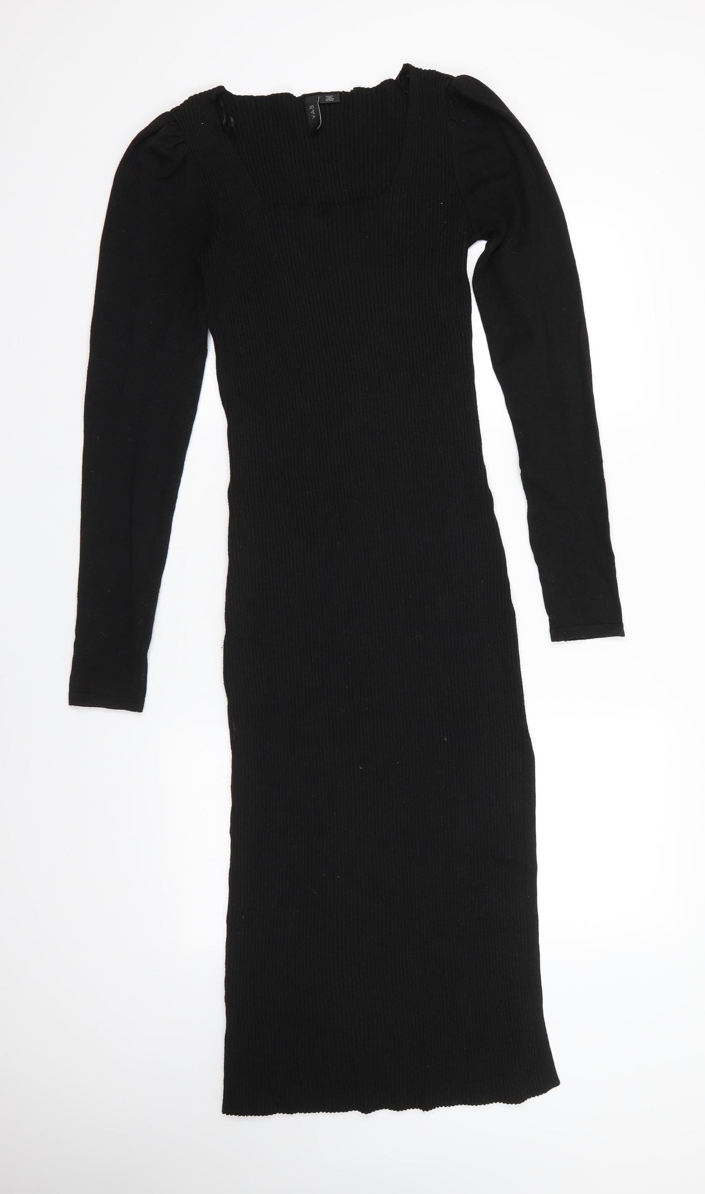 Y.A.S Womens Black Round Neck  Polyester Pullover Jumper Size M