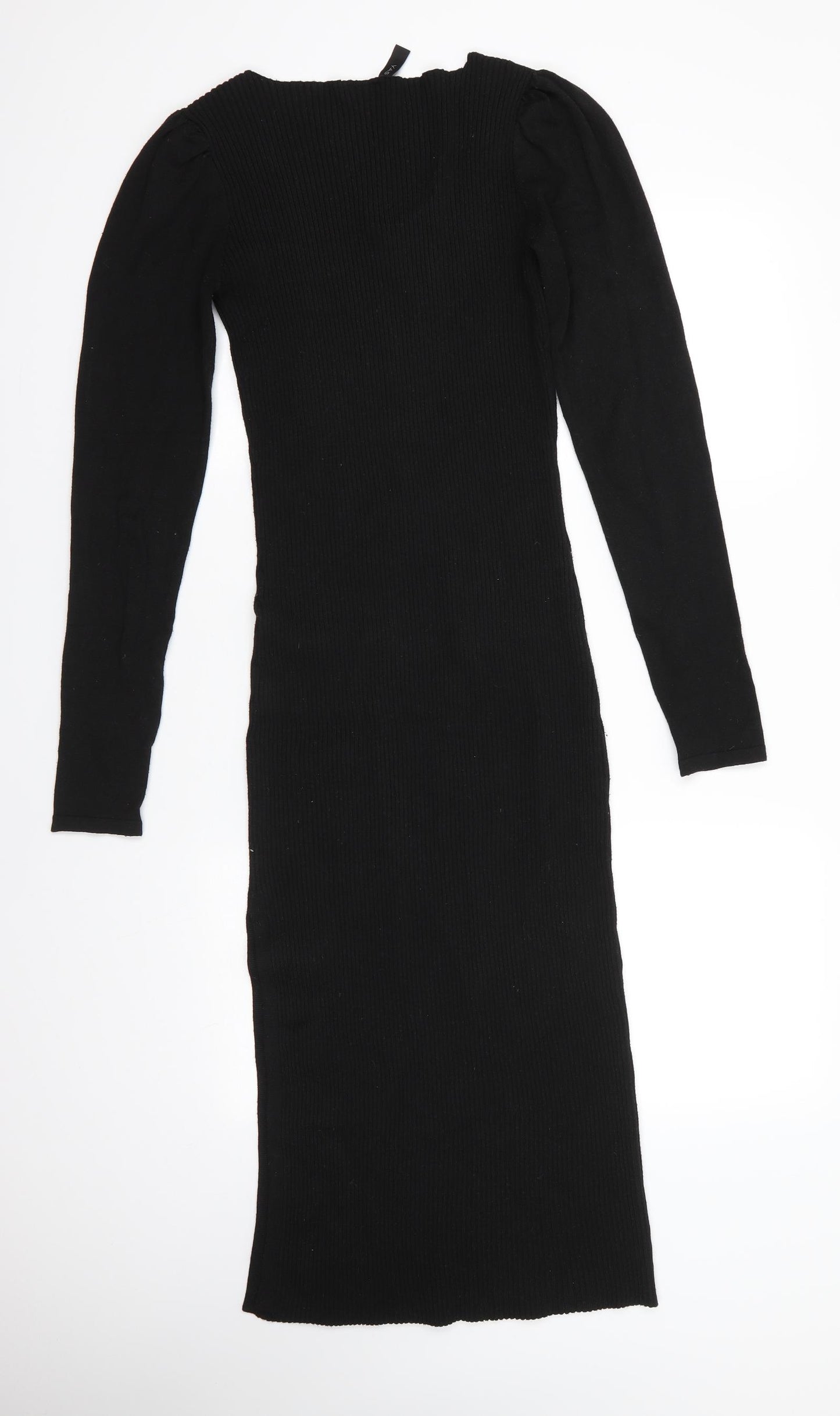 Y.A.S Womens Black Round Neck  Polyester Pullover Jumper Size M