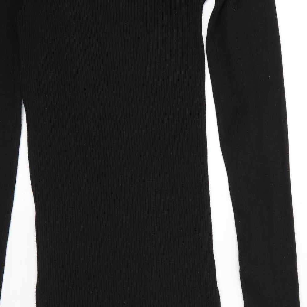 Y.A.S Womens Black Round Neck  Polyester Pullover Jumper Size M
