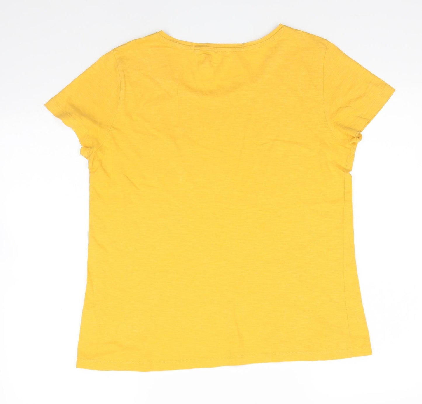 Principles Womens Yellow  100% Cotton Basic T-Shirt Size 14 Round Neck