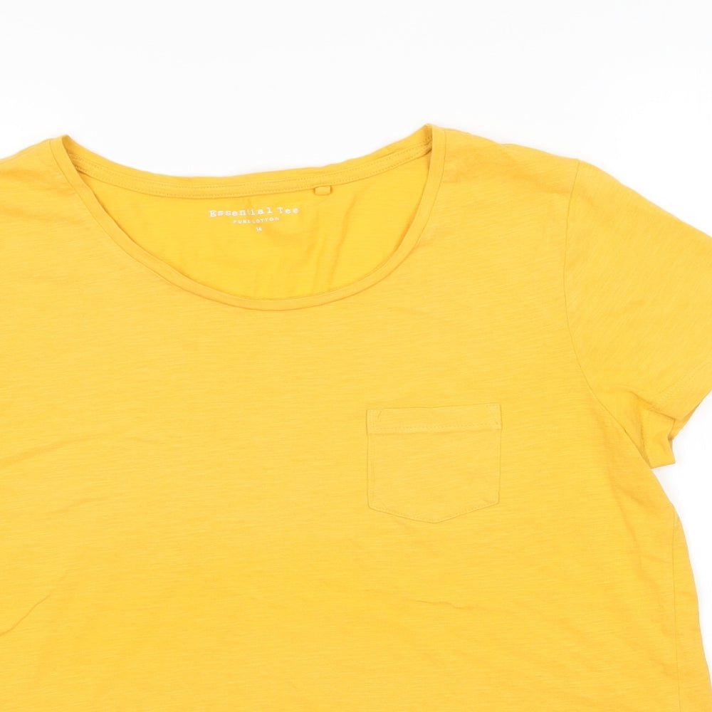 Principles Womens Yellow  100% Cotton Basic T-Shirt Size 14 Round Neck