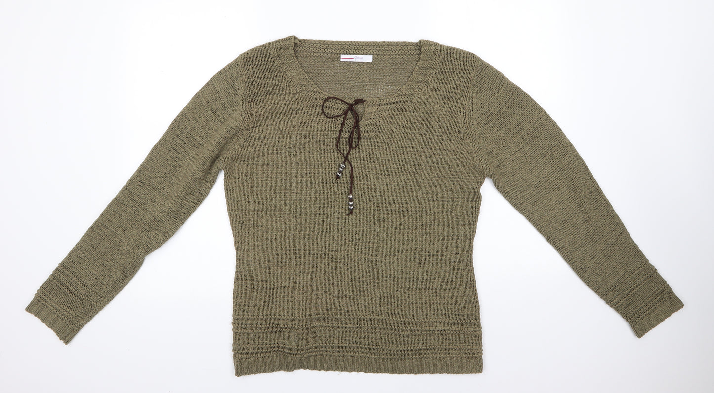 Matalan Womens Green Round Neck  Acrylic Pullover Jumper Size 16