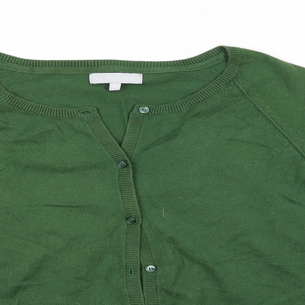 redherring Womens Green Round Neck  100% Cotton Cardigan Jumper Size 10