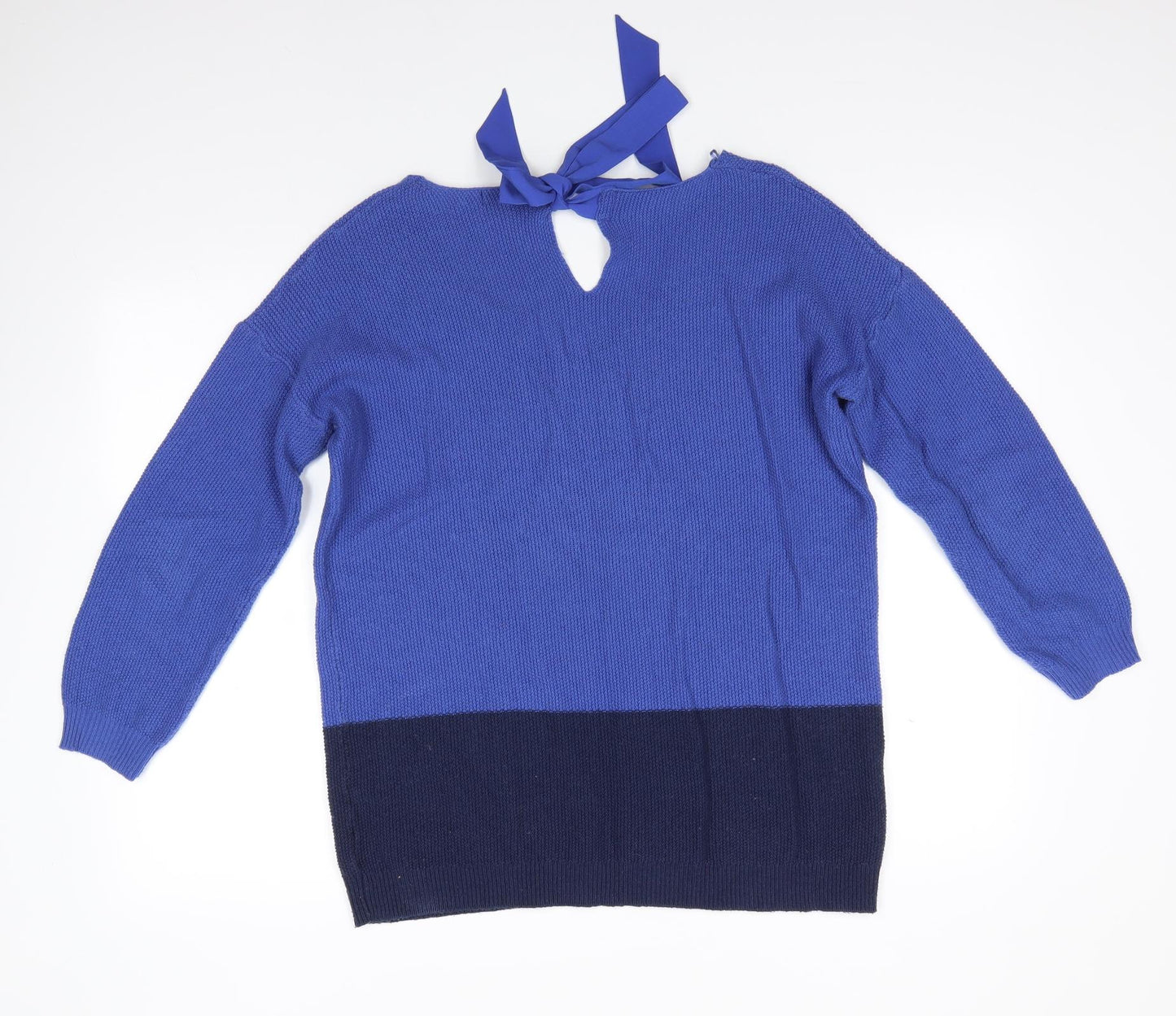 M&Co Womens Blue Round Neck  Acrylic Pullover Jumper Size 14