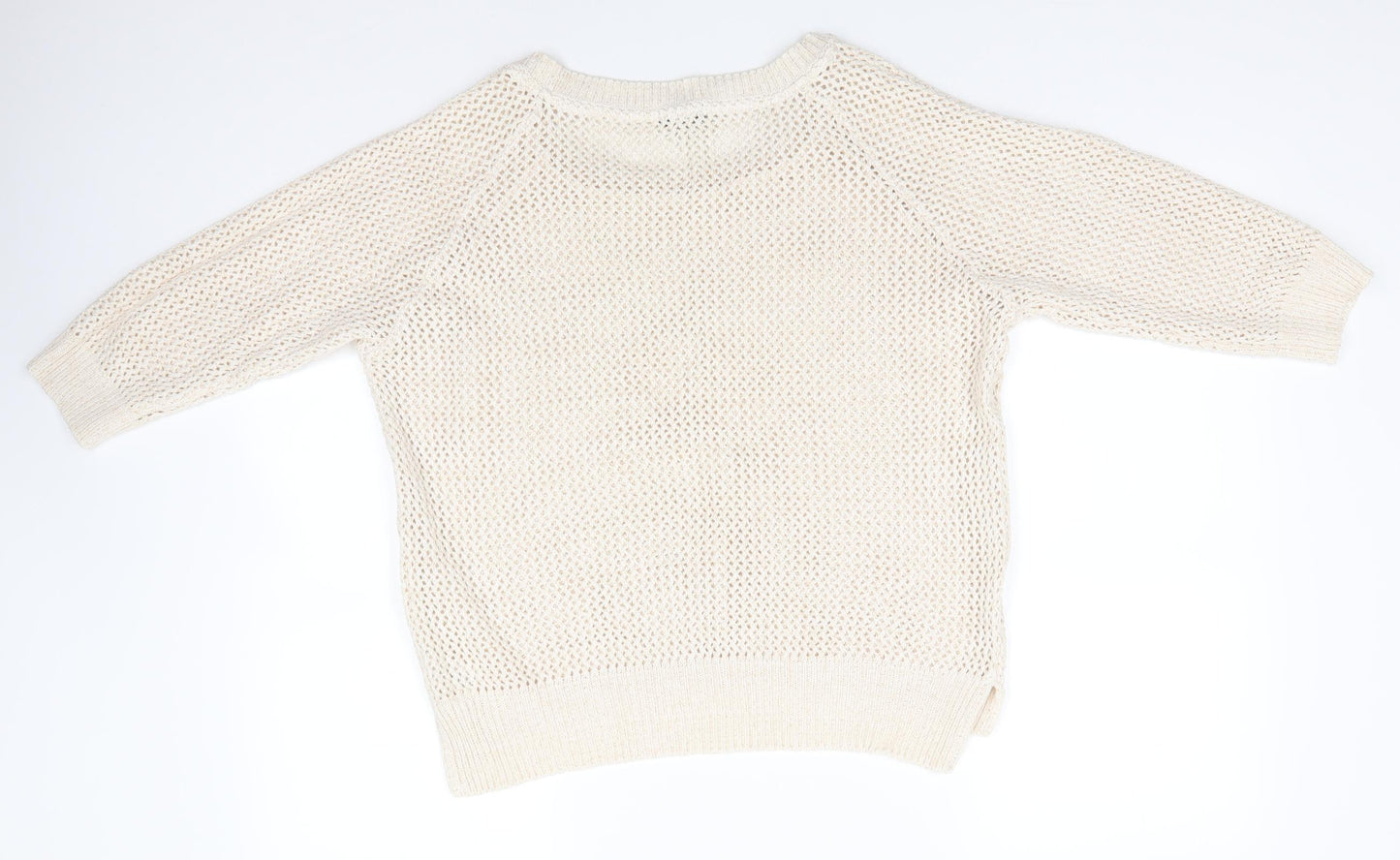 F&F Womens Ivory Round Neck  Cotton Pullover Jumper Size 16