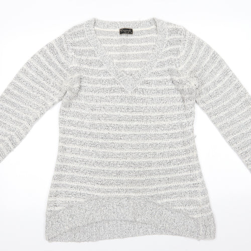 Originals Womens Grey V-Neck  Acrylic Pullover Jumper Size M