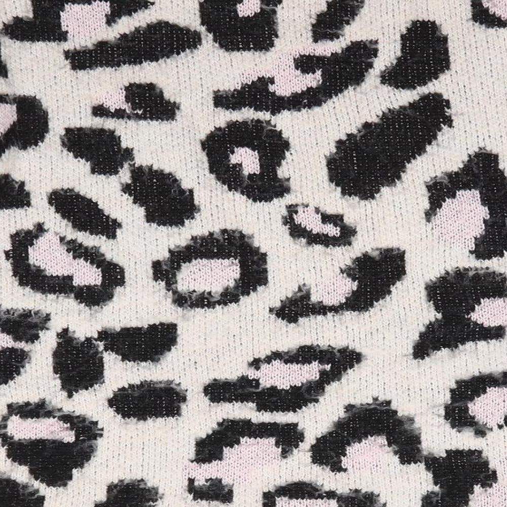 New Look Womens Pink Round Neck Animal Print Acrylic Pullover Jumper Size S