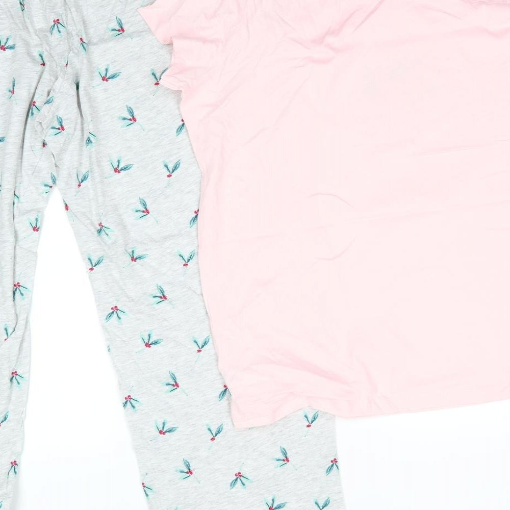 F&F Womens Multicoloured Solid Cotton Top Pyjama Set Size 16   - Christmas
