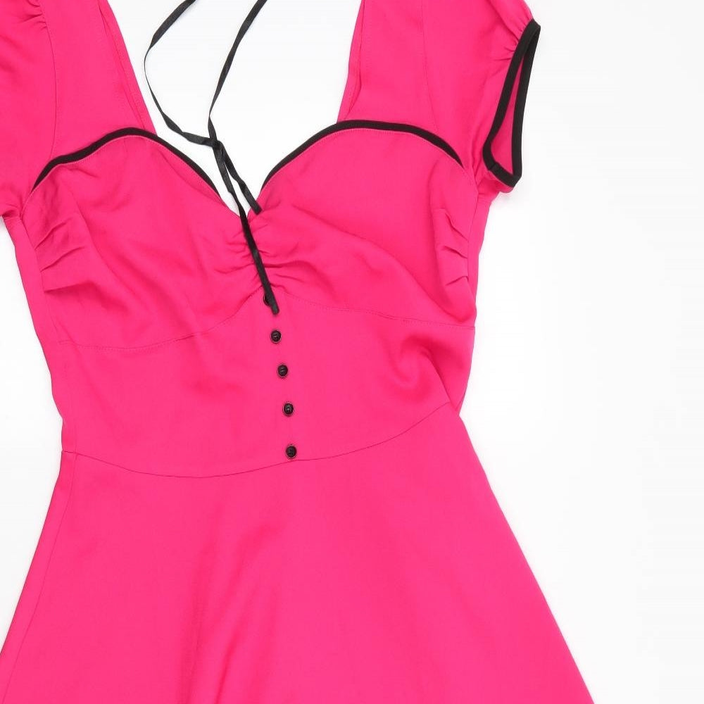 Lindy Bop Womens Pink  Polyester A-Line  Size L  Square Neck