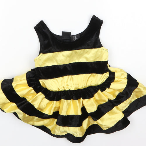 Authentic Kids Baby Yellow Striped Polyester A-Line  Size 18 Months  Round Neck  - Bumble Bee
