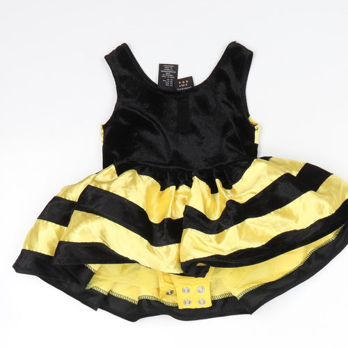 Authentic Kids Baby Yellow Striped Polyester A-Line  Size 18 Months  Round Neck  - Bumble Bee