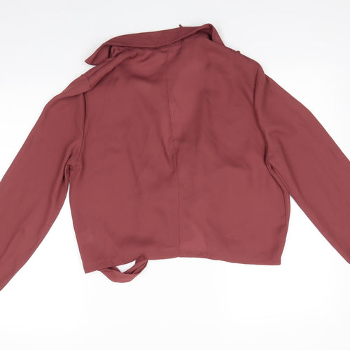 PRETTYLITTLETHING Womens Brown  Polyester Basic Blouse Size 12 Collared