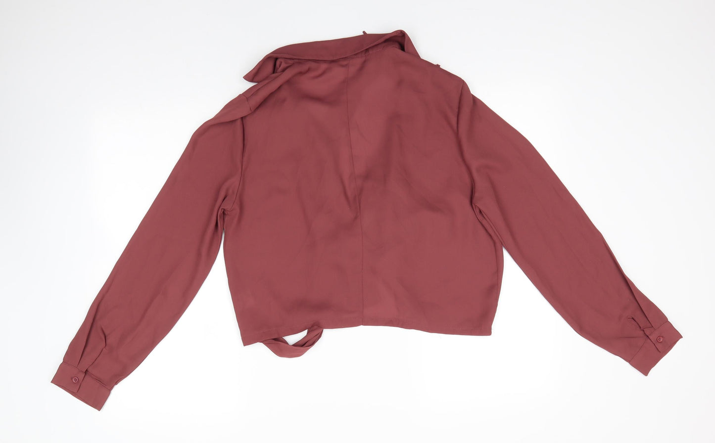 PRETTYLITTLETHING Womens Brown  Polyester Basic Blouse Size 12 Collared
