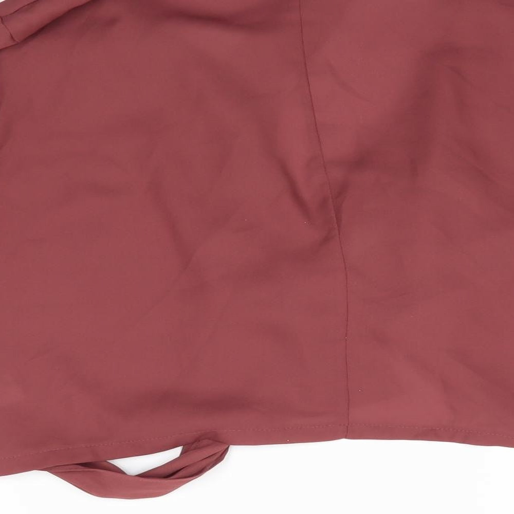 PRETTYLITTLETHING Womens Brown  Polyester Basic Blouse Size 12 Collared