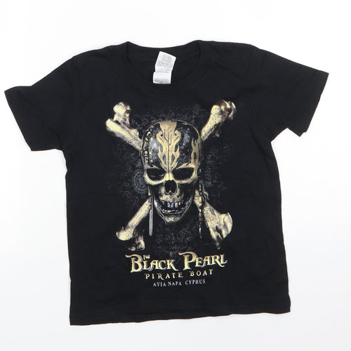 Gildan Boys Black  100% Cotton Basic T-Shirt Size 3-4 Years Round Neck  - Ayia Napa Cyprus
