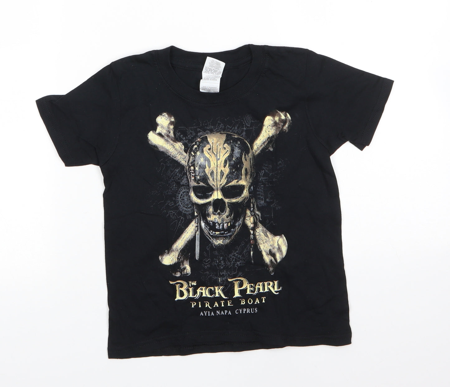 Gildan Boys Black  100% Cotton Basic T-Shirt Size 3-4 Years Round Neck  - Ayia Napa Cyprus