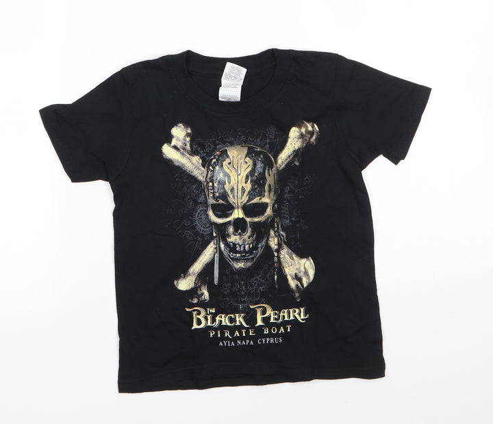 Gildan Boys Black  100% Cotton Basic T-Shirt Size 3-4 Years Round Neck  - Ayia Napa Cyprus