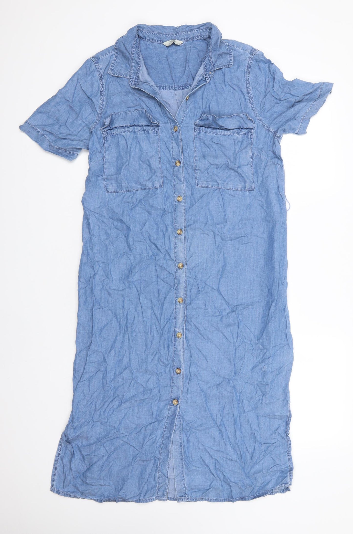 Matalan Womens Blue  Lyocell Shirt Dress  Size 12  Collared