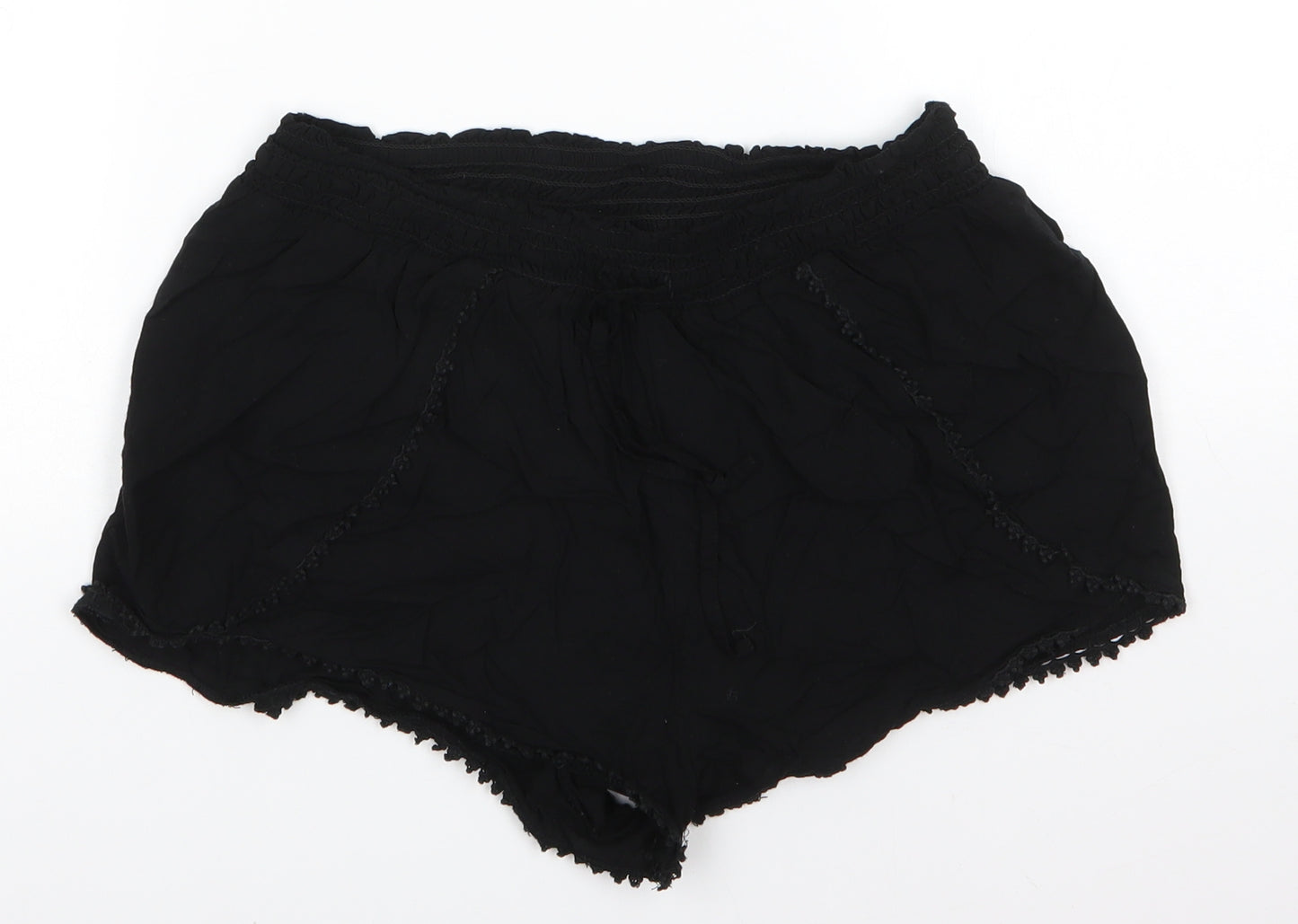 Primark Womens Black  Viscose Boyfriend Shorts Size 12  Regular