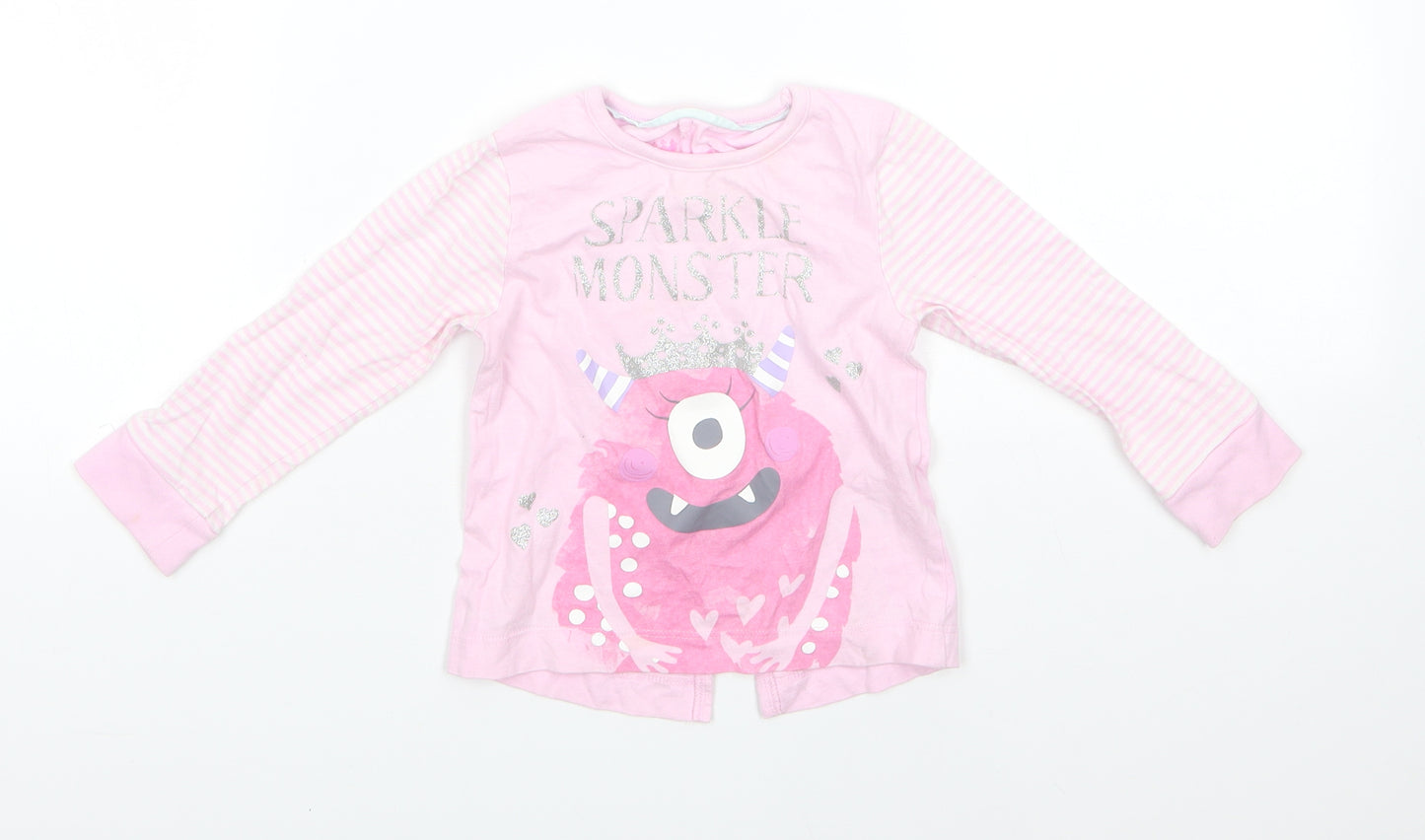 Matalan Baby Pink  100% Cotton Basic Casual Size 12-18 Months Round Neck