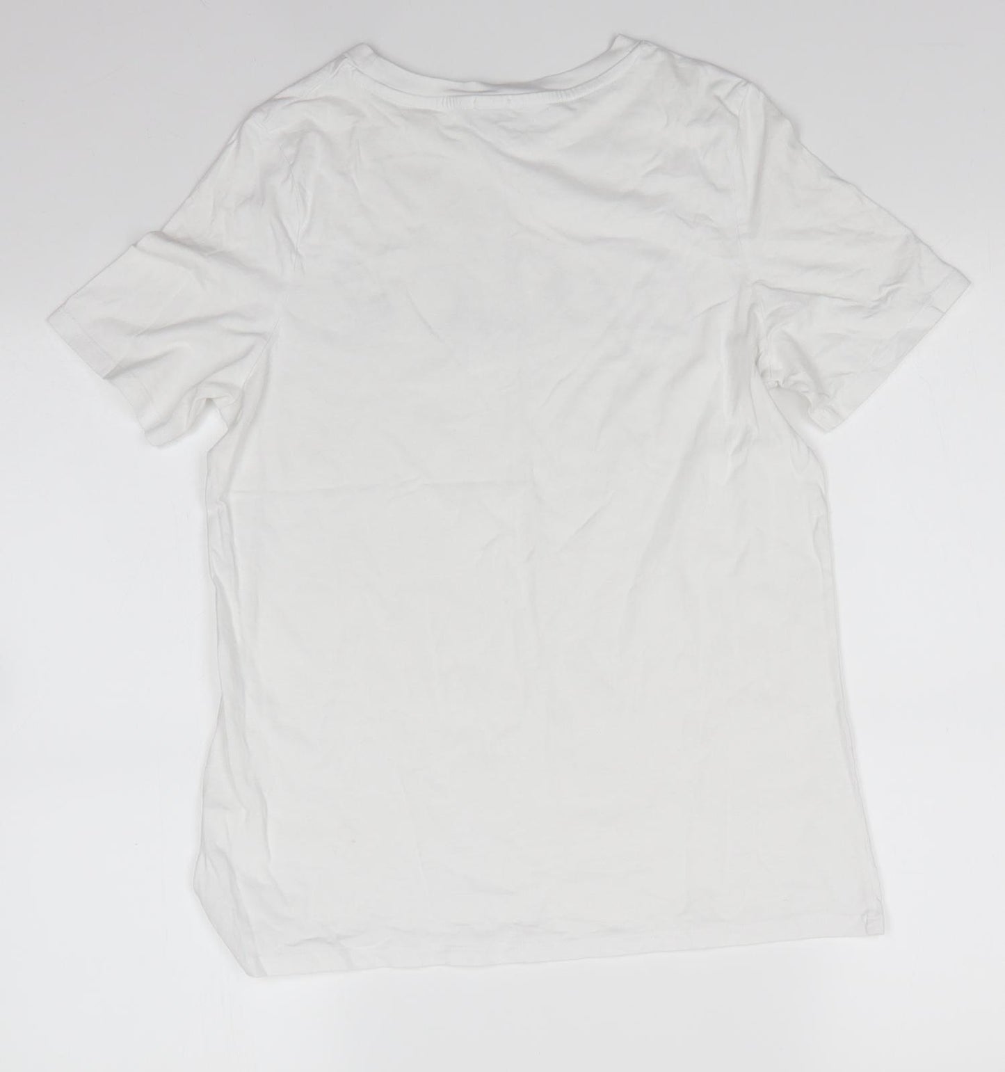 River Island Womens White  100% Cotton Basic T-Shirt Size 10 Round Neck