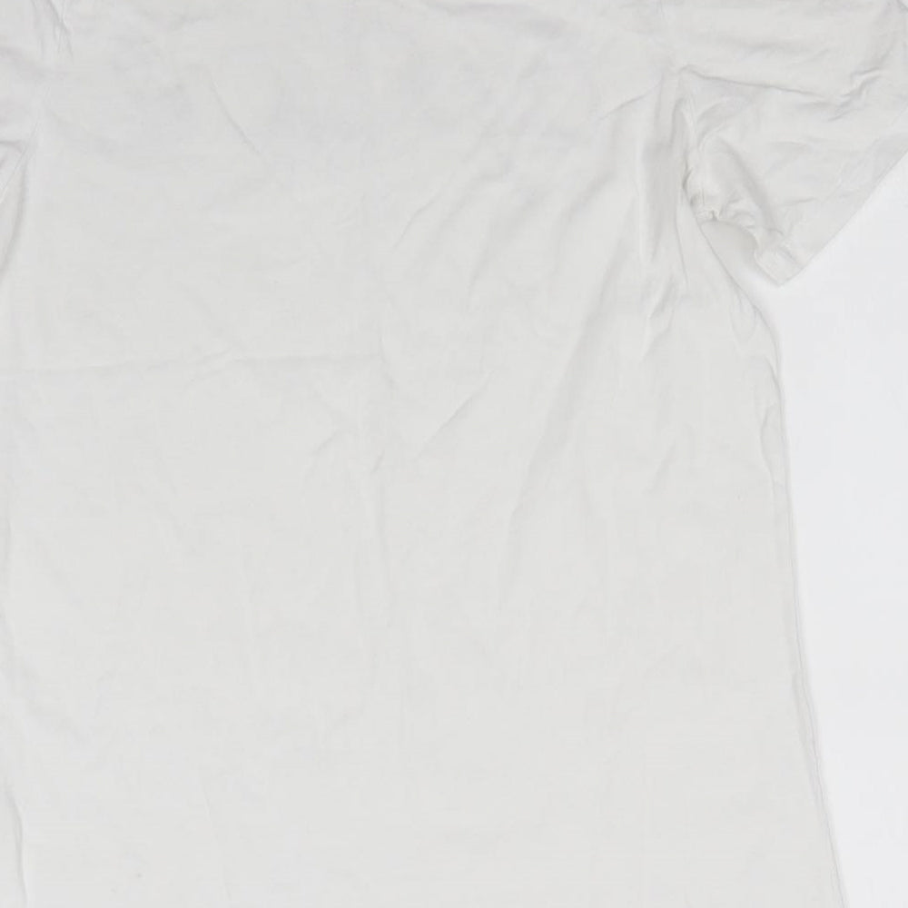 River Island Womens White  100% Cotton Basic T-Shirt Size 10 Round Neck