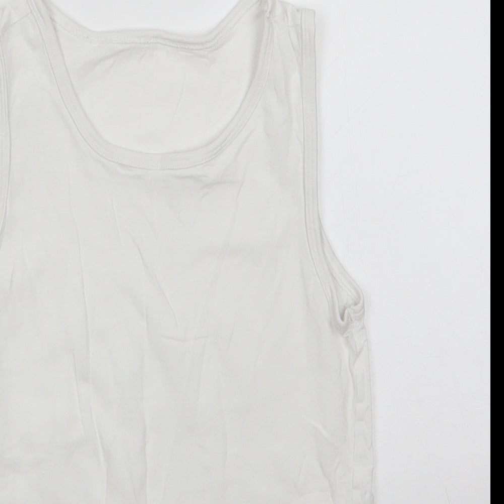 TU Boys White  100% Cotton Basic Tank Size 10-11 Years Round Neck