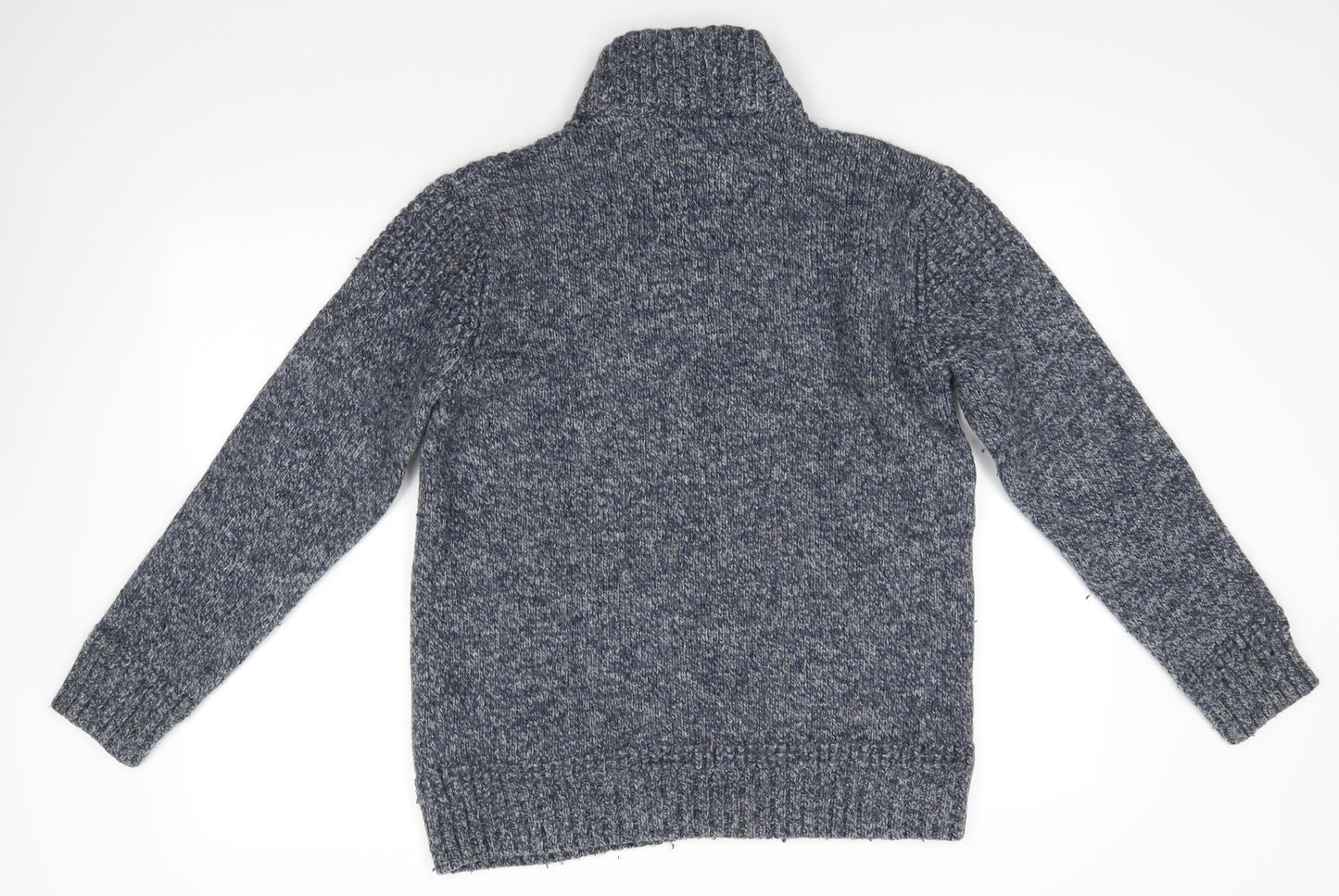 Mantaray Mens Blue High Neck  Wool Pullover Jumper Size S