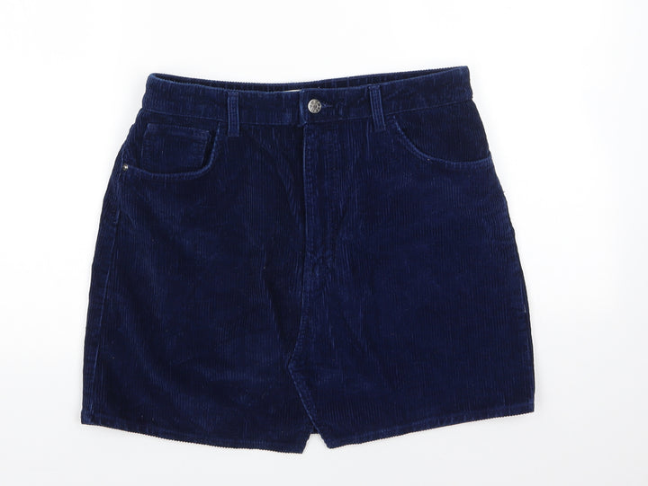 TRF Collection ZARA Womens Blue  Cotton A-Line Skirt Size L    - Cord