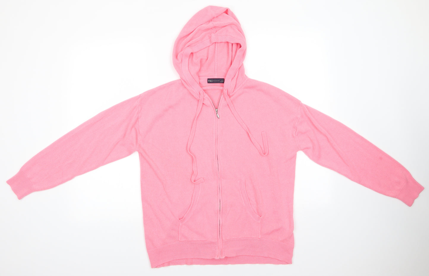 M&S Womens Pink  Acrylic Full Zip Hoodie Size M