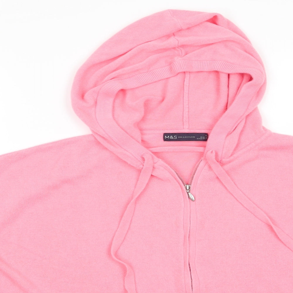 M&S Womens Pink  Acrylic Full Zip Hoodie Size M