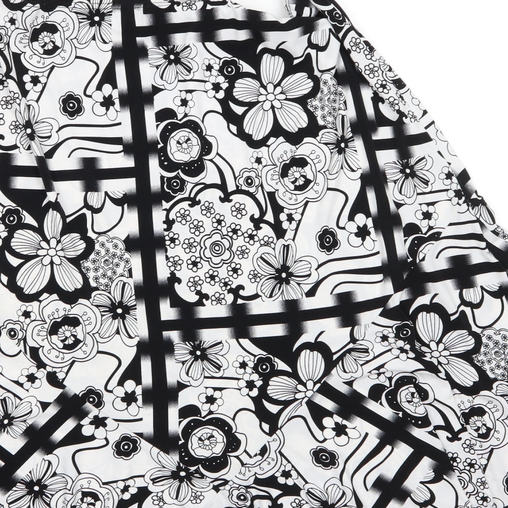 Preworn Womens Black Floral Polyester A-Line Skirt Size L