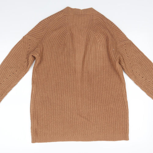 Pimkie Womens Brown V-Neck  Acrylic Cardigan Jumper Size XS