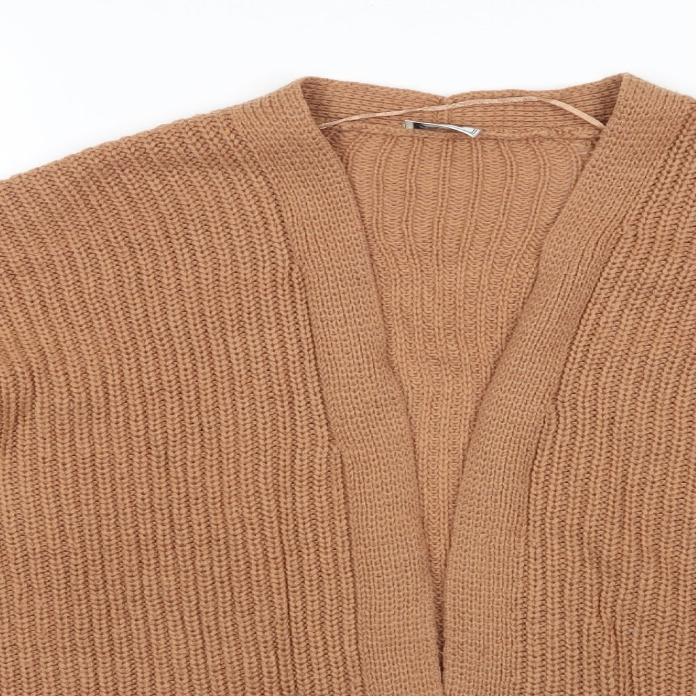 Pimkie Womens Brown V-Neck  Acrylic Cardigan Jumper Size XS