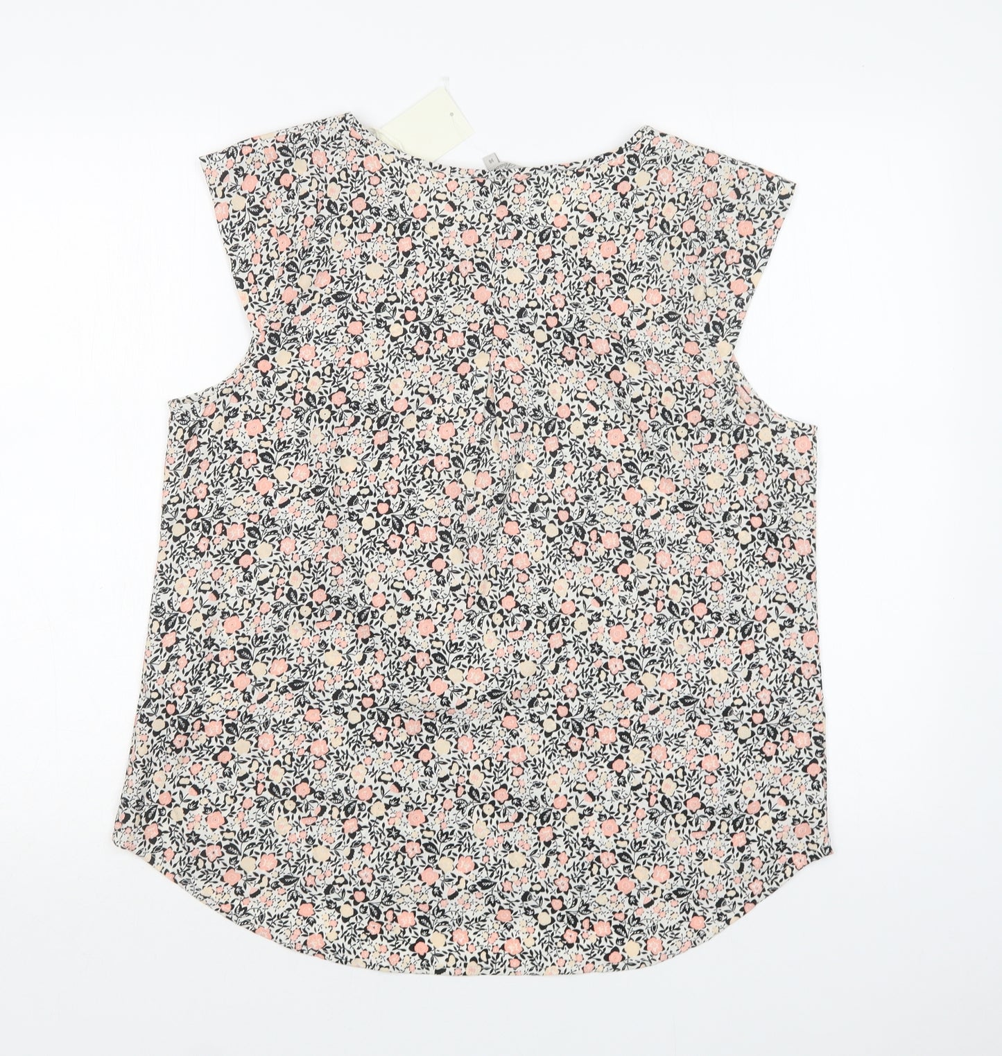 Peacocs Womens Multicoloured Floral Polyester Basic Blouse Size 14 Round Neck