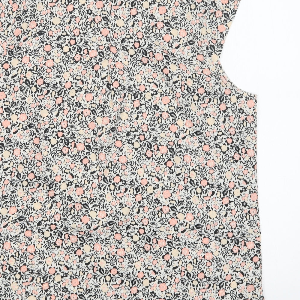 Peacocs Womens Multicoloured Floral Polyester Basic Blouse Size 14 Round Neck