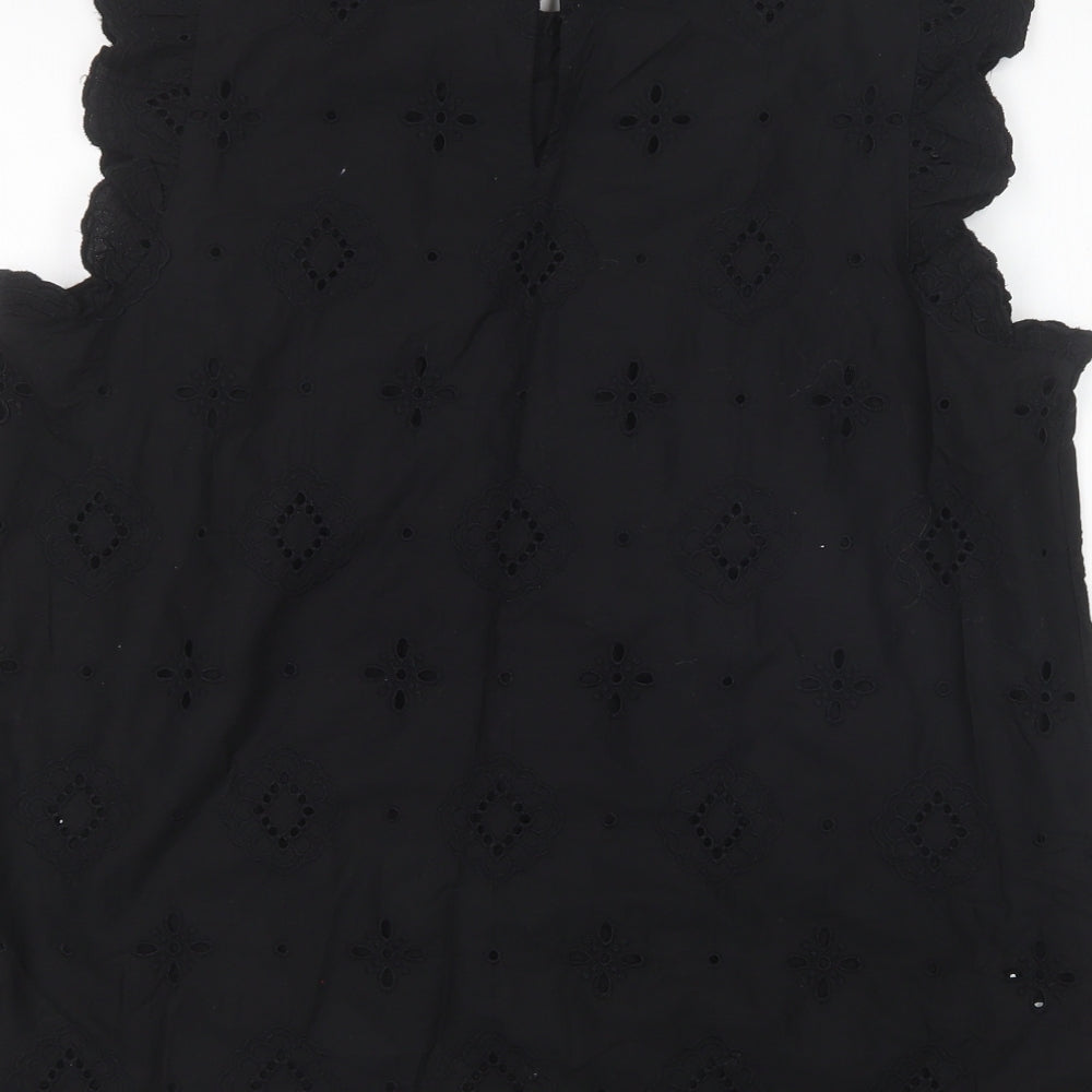 Dorothy Perkins Womens Black  Cotton Basic Blouse Size 14 Collared