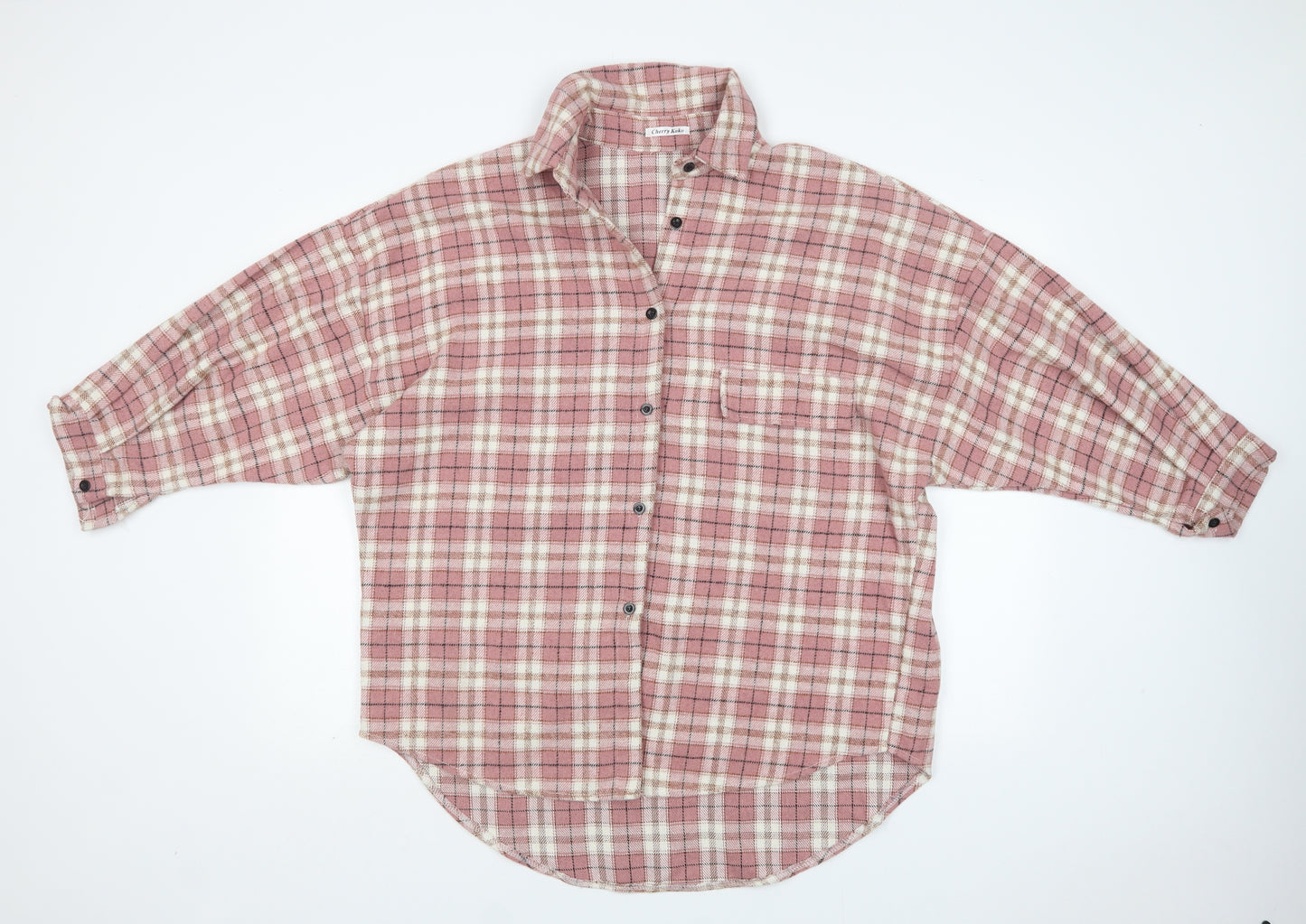 Cherry Koko  Womens Pink Check Polyester Basic Button-Up Size M Collared