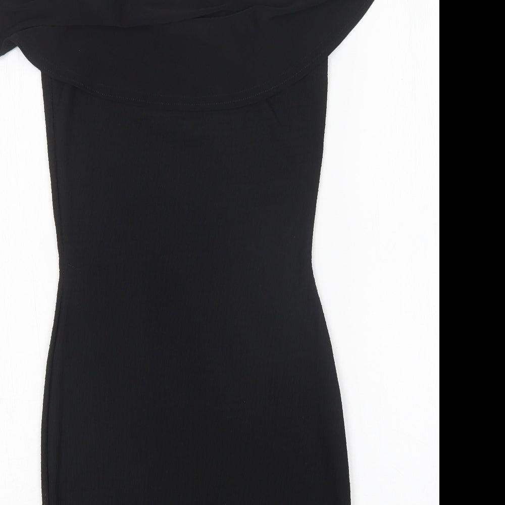 Boohoo Womens Black  Polyester Bodycon  Size 8  Off the Shoulder