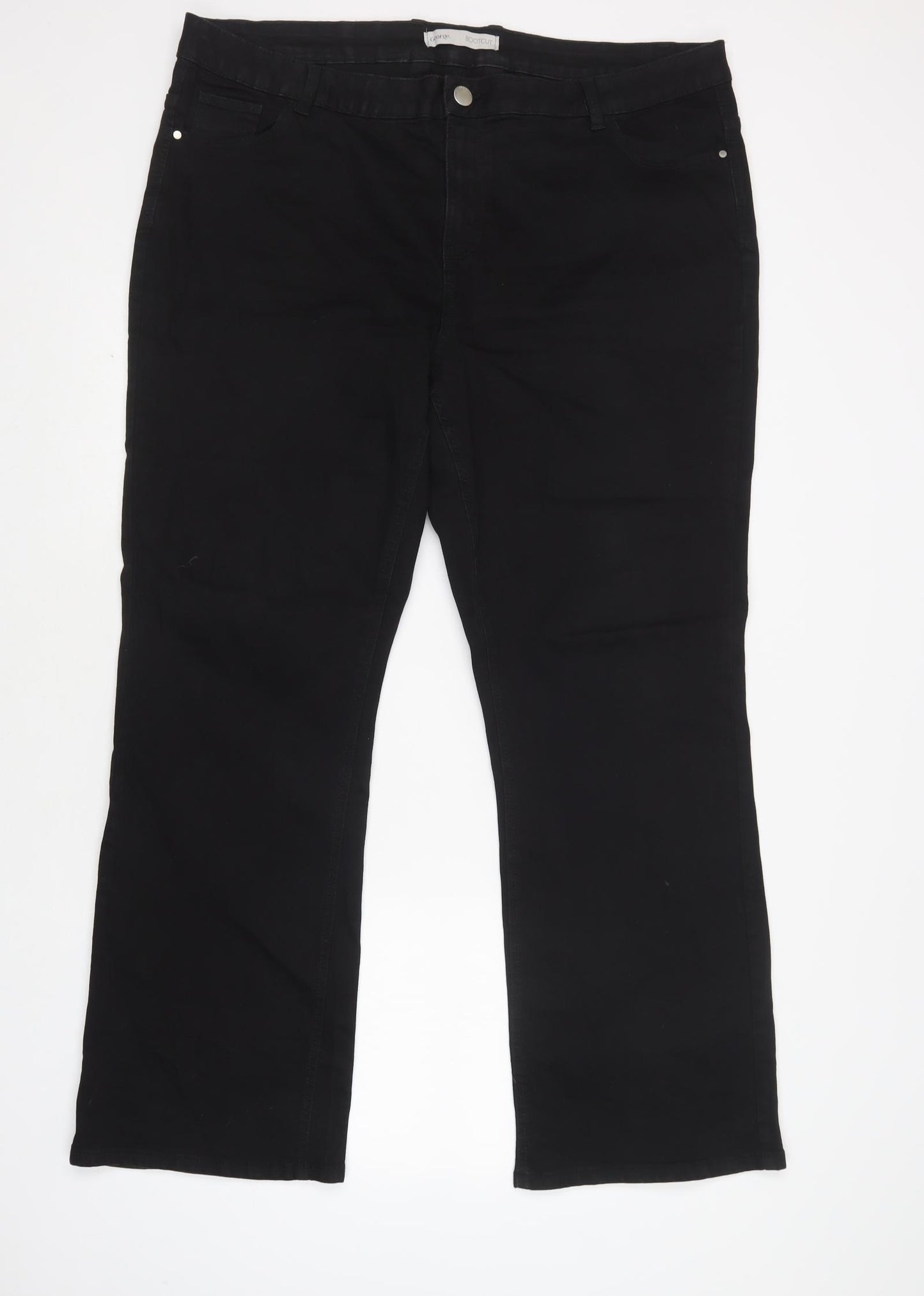 George Womens Black  Cotton Bootcut Jeans Size 22 L32 in Regular Button