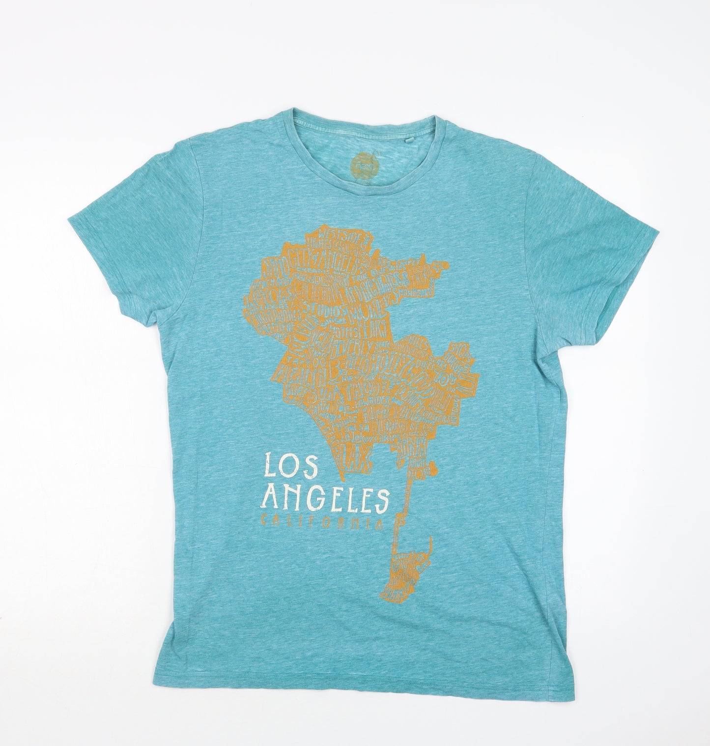 NEXT Womens Blue  Cotton Basic T-Shirt Size M Crew Neck - Los Angeles