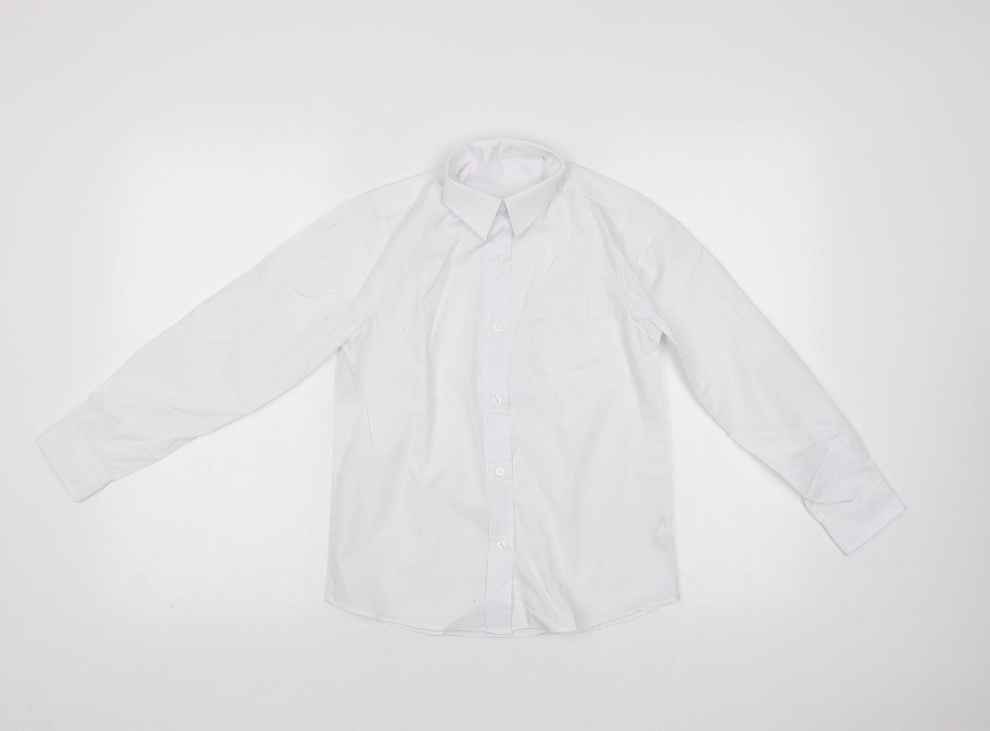 Matalan Boys White  Polyester Basic Button-Up Size 10 Years Collared Button - School Wear